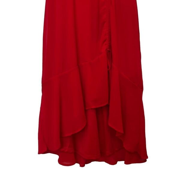 NWT Lulu’s Outstanding Red Ruched High-Low Midi Dress size S - Picture 7 of 12